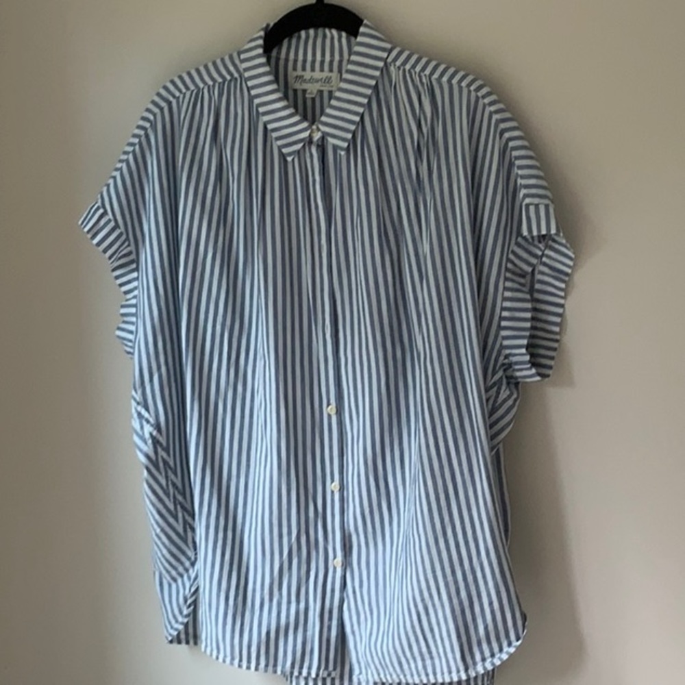 Madewell Blue Central Shirt In Chambray Stripe